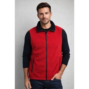 Weatherproof Garment Company Fleece Vest Mens Size L Full Zip Red Black Gorpcore